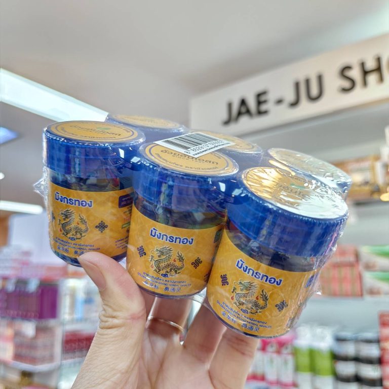 Golden dragon brand herbal inhaler floral formula ยาดมสมุนไพร อ้วยอันโอสถ ตรามังกรทอง 4gx6pcs - Blue