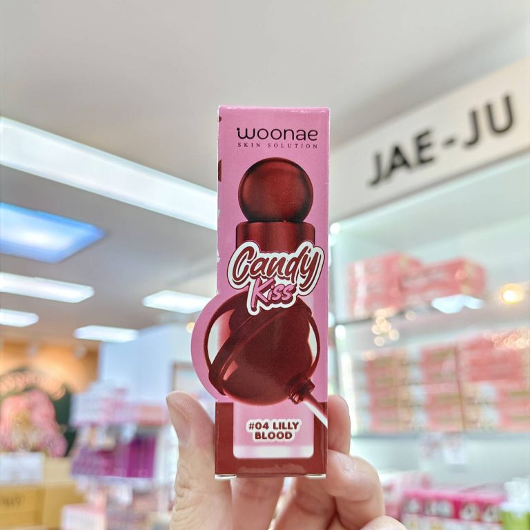 Woonae candy kiss glazzing lip วูเน่ แคนดี้ คิส เกลซซิ่ง ลิป3g. - 04.lilly blood