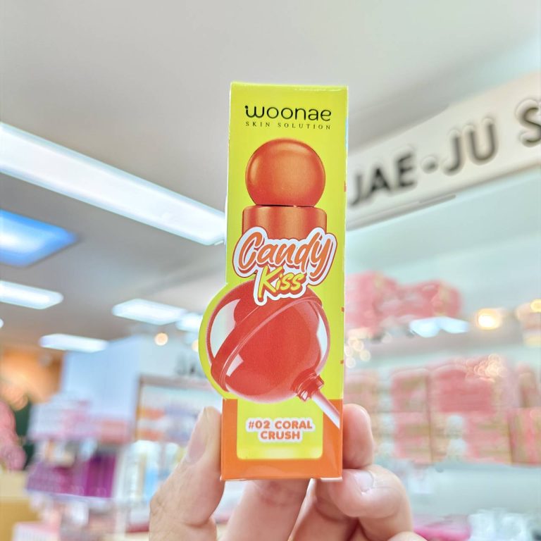 Woonae candy kiss glazzing lip วูเน่ แคนดี้ คิส เกลซซิ่ง ลิป3g. - 02.coral crush