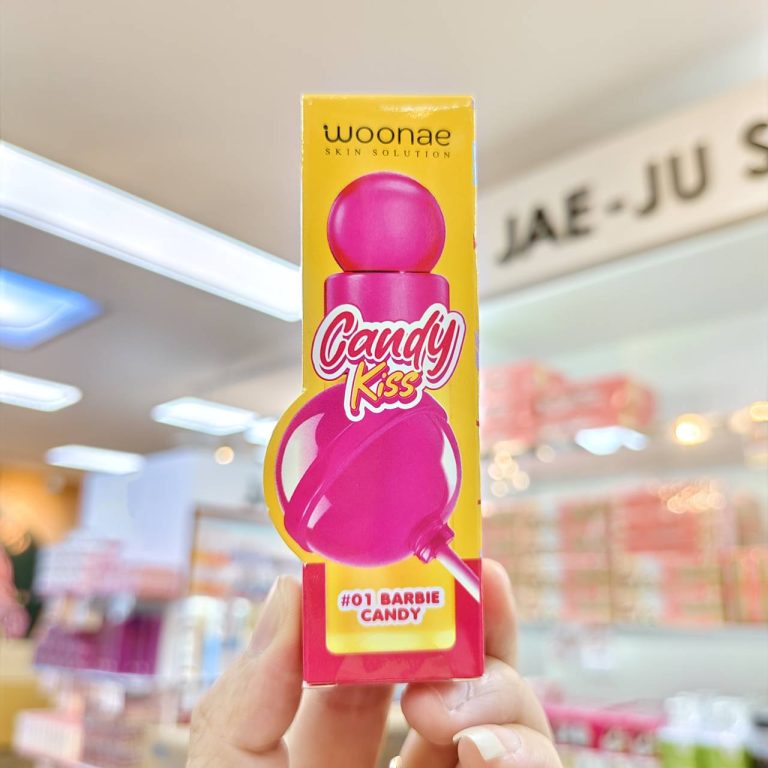 Woonae candy kiss glazzing lip วูเน่ แคนดี้ คิส เกลซซิ่ง ลิป3g. - 01.barbie candy