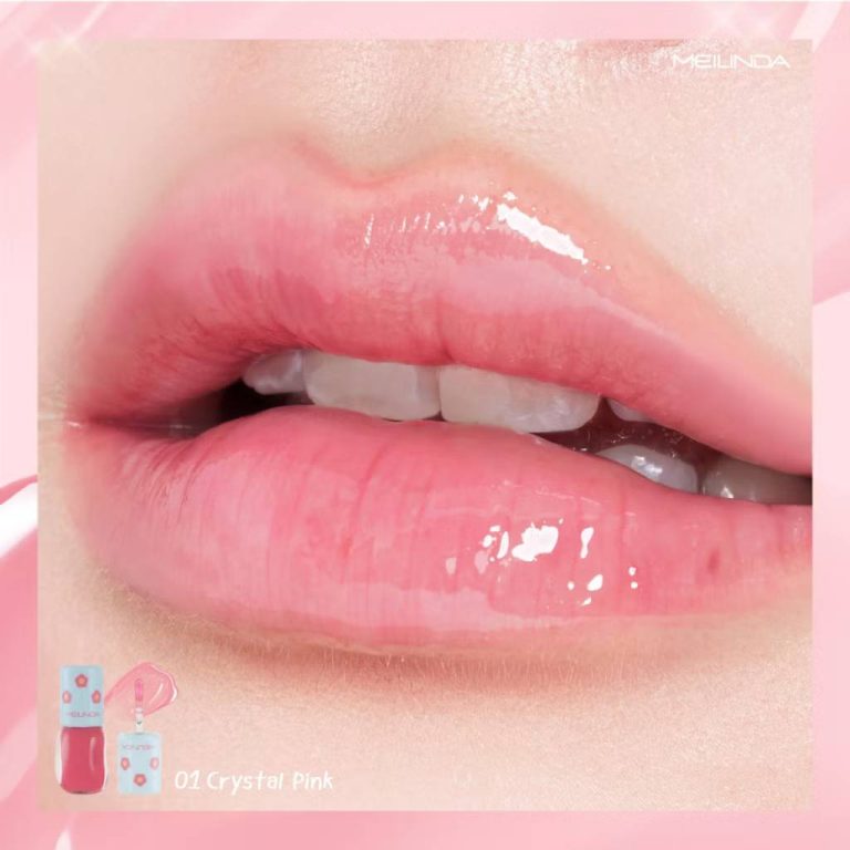 Meilinda dewy glassy lip gloss เม ลินดา ดิวอี้ กลาสซี่ ลิปกลอส 5.5g. - 01.crystal pink