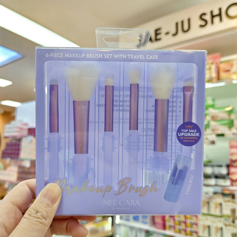 Nee cara 6-piece makeup brush set with travelcase 3สี - 03.Purple