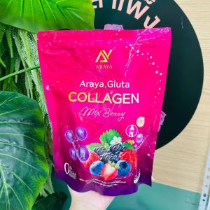 Araya gluta collagen mix berry อารยา กลูต้า คอลลาเจน มิกซ์ เบอรี่(1แถม1)1ห่อ15ซอง