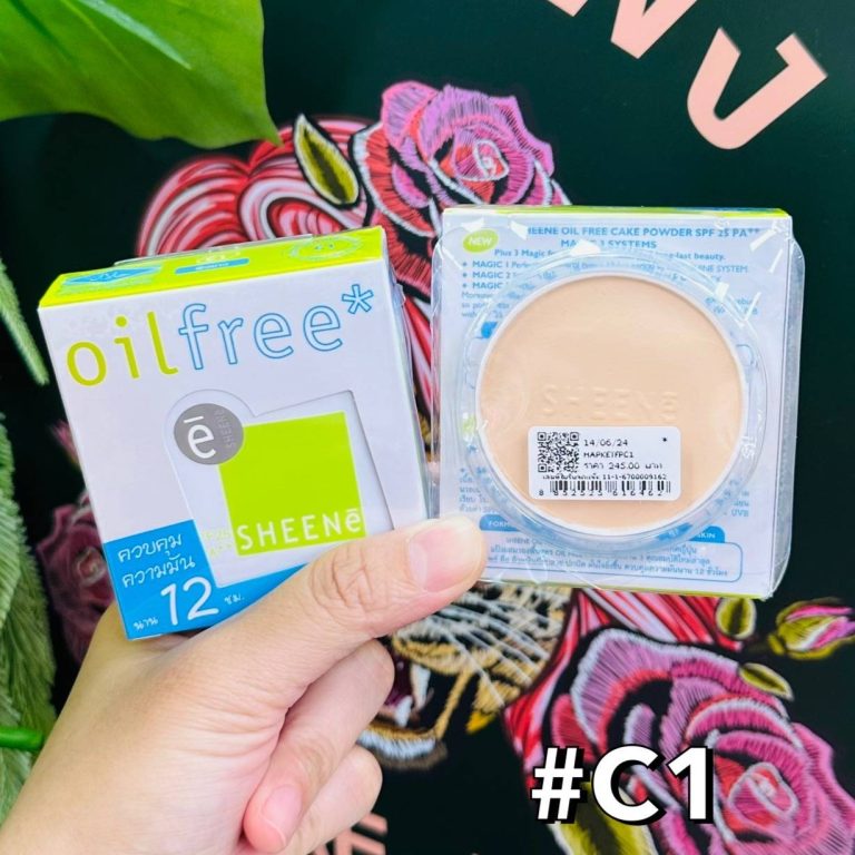 Sheene oil free cake powder spf 25 pa++  แป้งชีเน่  ตลับจริงแถมรีฟิว - NO.C1