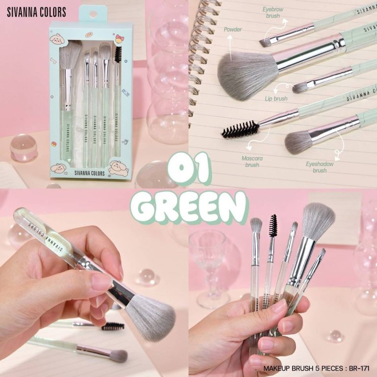 SIVANNA COLORS MAKEUP BRUSH 5 PIECES - GREEN