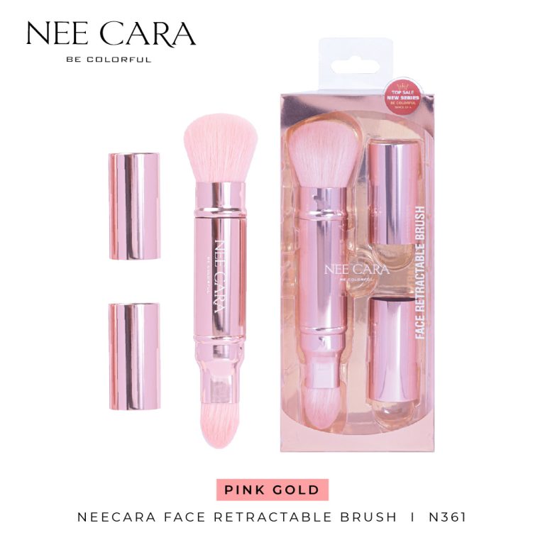 Nee cara face retractable brush นีคาร่า บีคัลเลอร์ฟูล แปรงแต่งหน้า - NO.3สีพิ้งค์โกลด์