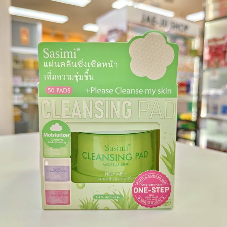 Sasimi cleansing pad +please cleanse my skin แผ่นคลีนซิ่งเช็ดหน้า 130ml - 01.Green