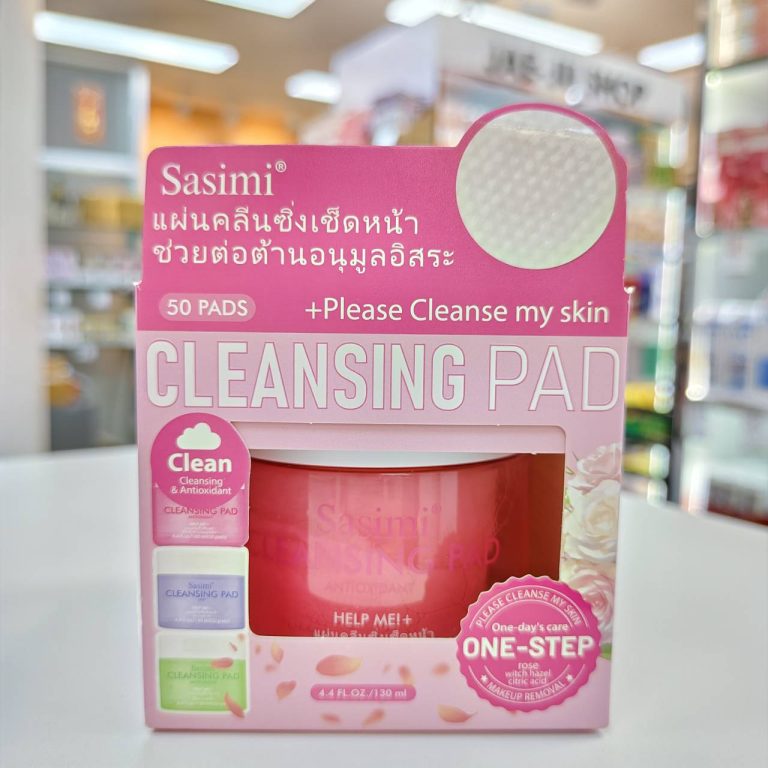 Sasimi cleansing pad +please cleanse my skin แผ่นคลีนซิ่งเช็ดหน้า 130ml - 02.Pink