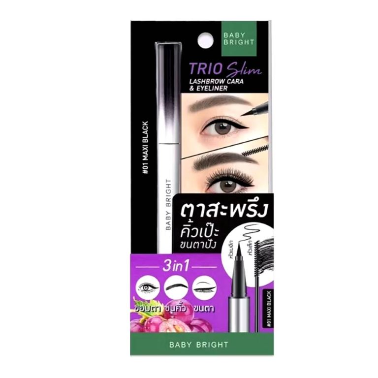 Baby bright Trio slim lashbrow cara&Eyeliner - NO.1Maxi Black