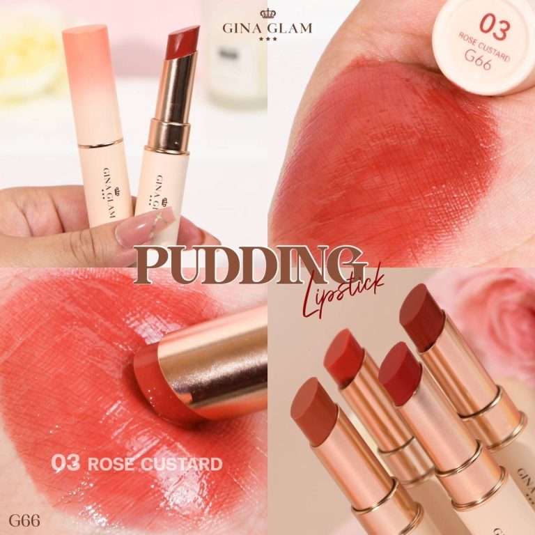 Gina glam pudding lipstick จีน่า เกลม พุดดิ้ง ลิปสติก - NO.3Rose Custard