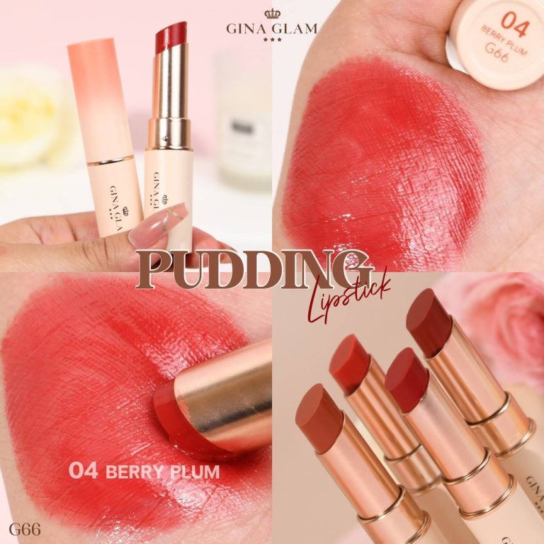 Gina glam pudding lipstick จีน่า เกลม พุดดิ้ง ลิปสติก - NO.4Berry Plum