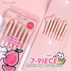 N424 Nee cara 7-piece makeup brush set with travel case