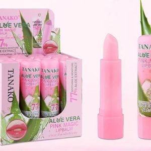 Tanako Aloe vera pink magic lipbalm ทานาโกะ อโลเวร่า พิ้งค์ เมจิก ลิปบาล์มว่านกล่องชมพู