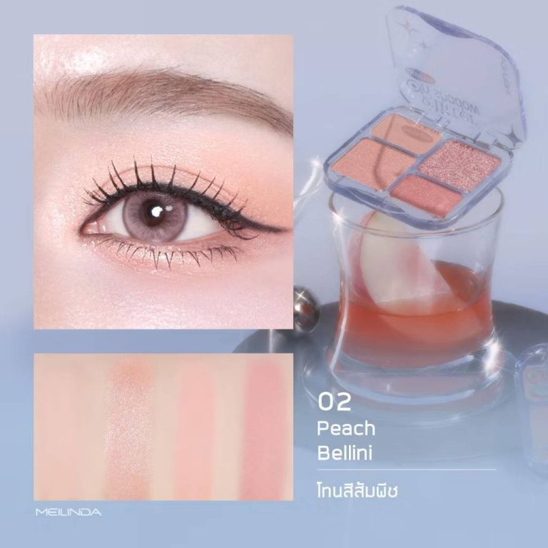 MC 3138 Meilinda glitter on shadow palette เม ลินดา กลิตเตอร์ ออน แชโดว์ พาเลทท์ 6.8g. - 02.Peach bellini