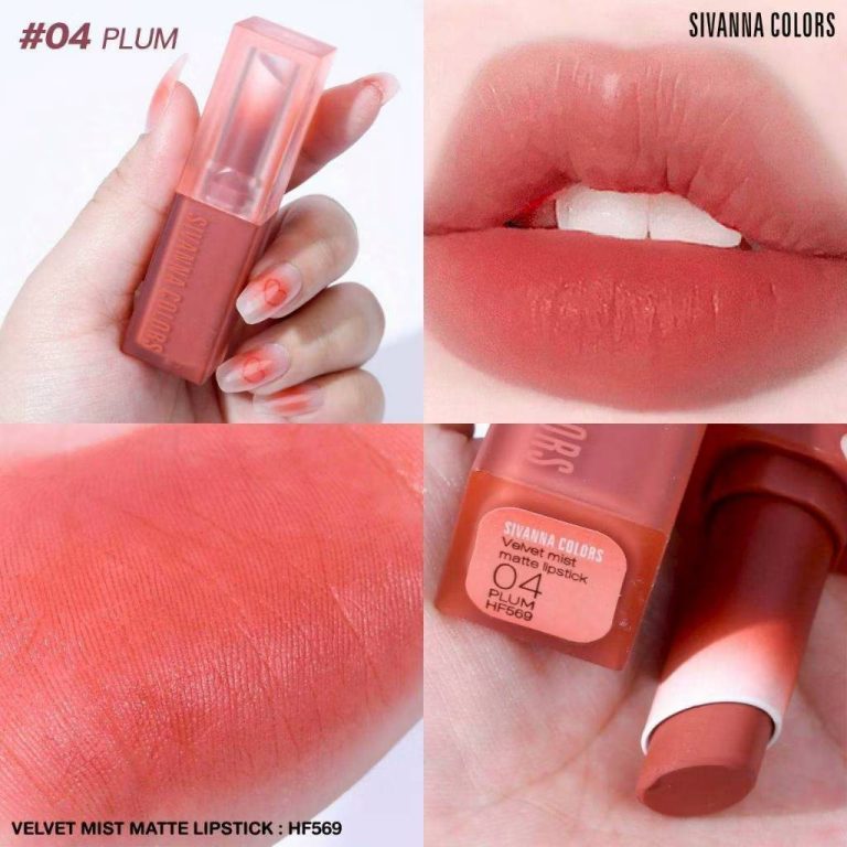 HF569 Sivanna colors velvet mist matte lipstick ซีเวนน่า คัลเลอร์ เวลเวท ลิปสติก 3.6g - 04.PLUM