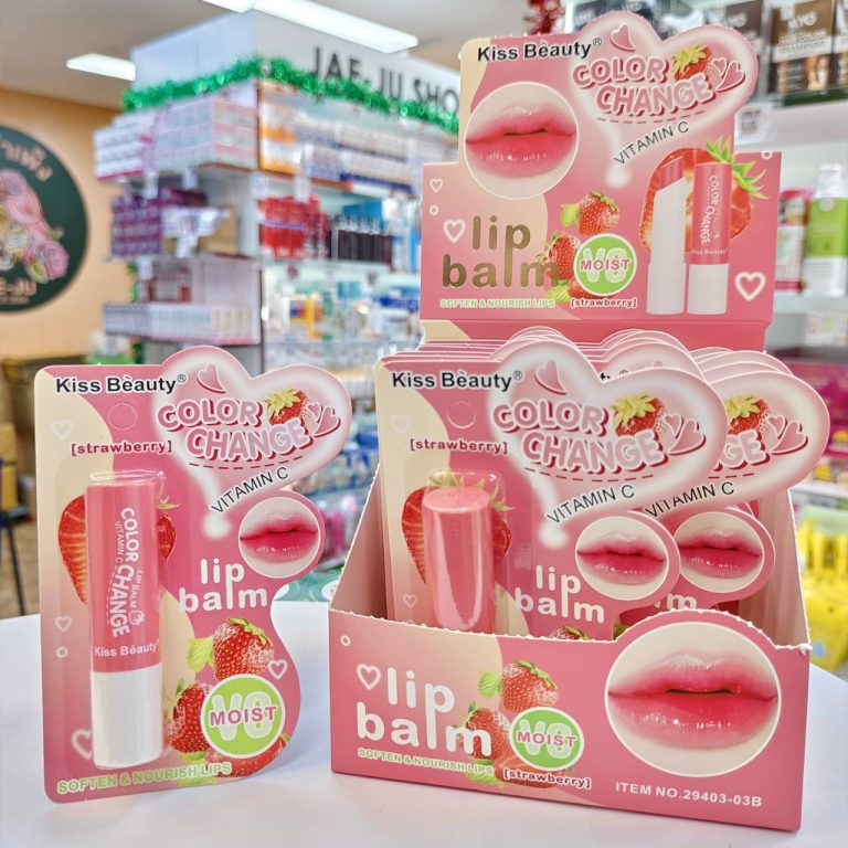NO.29403-03 kiss beauty color change vitamine lip balm 3.5gx12pcs - 02.Strawberry