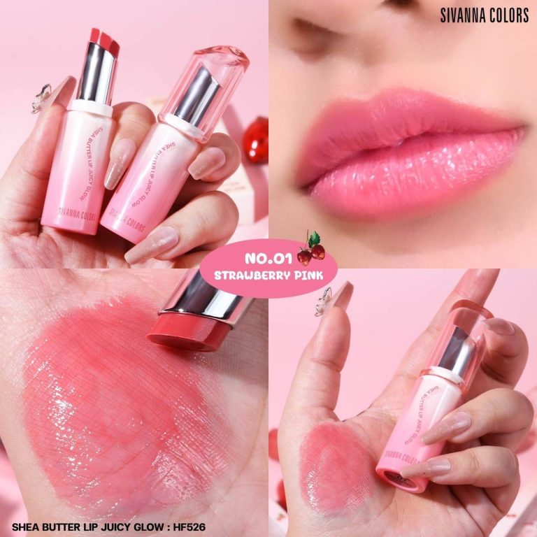 Sivanna colors shea butter lip juicy glow ซีเวนน่า คัลเลอร์ส เชีย บัตเตอร์ ลิป จูซี่ โกลว์ 3.2กรัม - NO.1Strawberry Pink