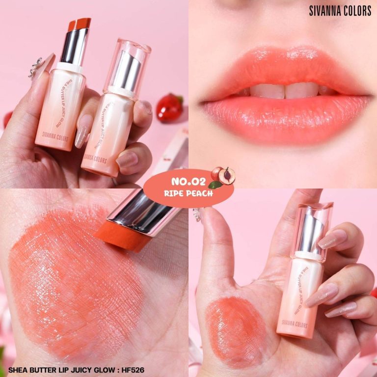 Sivanna colors shea butter lip juicy glow ซีเวนน่า คัลเลอร์ส เชีย บัตเตอร์ ลิป จูซี่ โกลว์ 3.2กรัม - NO.2Ripe Peach