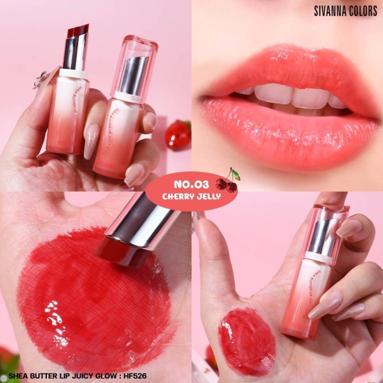 Sivanna colors shea butter lip juicy glow ซีเวนน่า คัลเลอร์ส เชีย บัตเตอร์ ลิป จูซี่ โกลว์ 3.2กรัม - NO.3Cherry Jelly