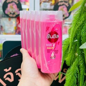 Sunsilk shampoo ซันซิล ผมมีน้ำหนักจัดทรงง่าย สีชมพู