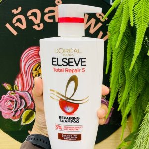 L'OREAL paris elseve total repair 5 repairing shampoo ลอริอัล ปารีส แชมพู สีขาว