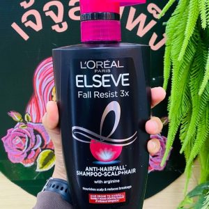 L'OREAL elseve fall resist 3x anti-hairfall shampoo-scalp+hair ลอริอัล ปารีช แชมพูขวดสีดำ