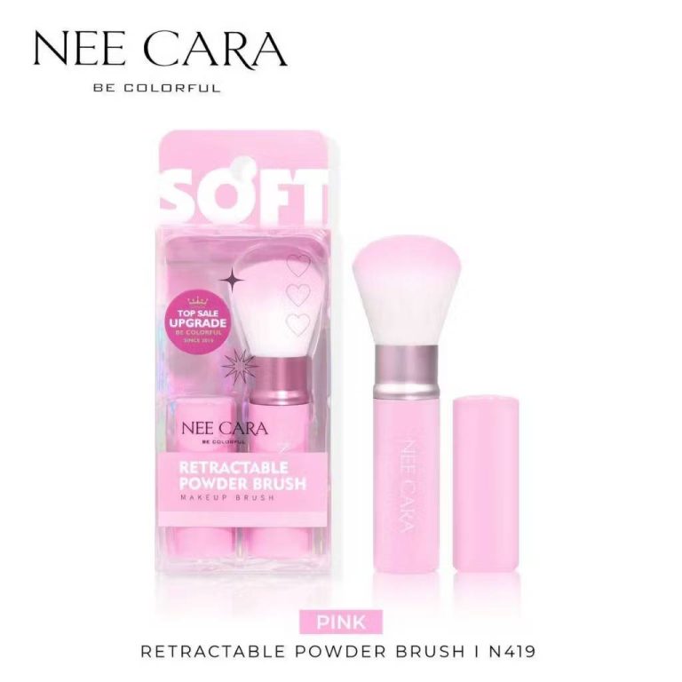 N419 Nee cara retractable powder brush นีคาร่า คัลเลอร์ฟลู แปรงปัด - 03.Pink