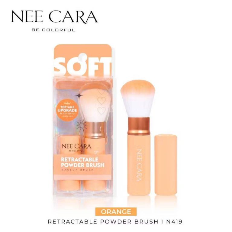 N419 Nee cara retractable powder brush นีคาร่า คัลเลอร์ฟลู แปรงปัด - 02.Orange