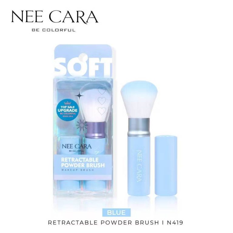 N419 Nee cara retractable powder brush นีคาร่า คัลเลอร์ฟลู แปรงปัด - 01.Blue