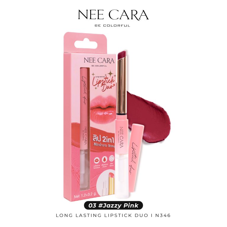 Nee cara long lasting lipstick duo 2in1 - NO.3Jazzy Pink