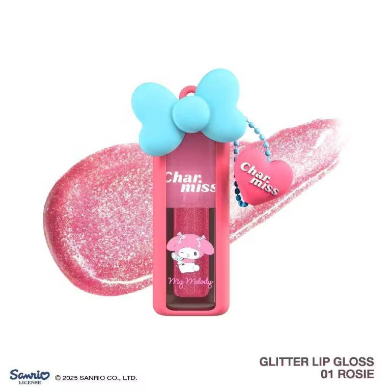 Charmiss blooming heart glitter lip gloss ชาร์มิส บลูมมิ่ง ฮาร์ท กลิตเตอร์ ลิป กลอส 3.4g - 01. rosie