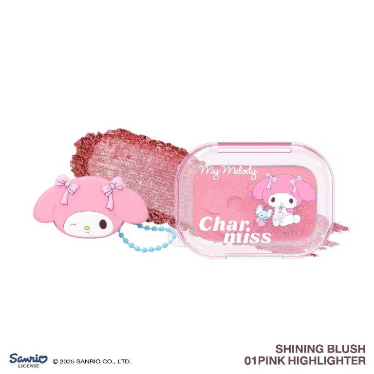 Charmiss bloming heart shining blush ชาร์มิส บลูมมิ่ง ฮาร์ท ชายน์นิ่ง บลัช 4g. - 01.Ribbon(pink highlighter)