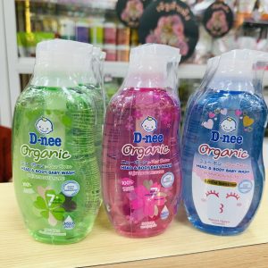 D-nee organic head&body baby wash ดีนี่ ออร์แกนิค ออลเวย์ แฮปปี้ เฮด แอนด์ บอดี้ วอช อาบและสระ สีชมพู 380ml.x3pcs