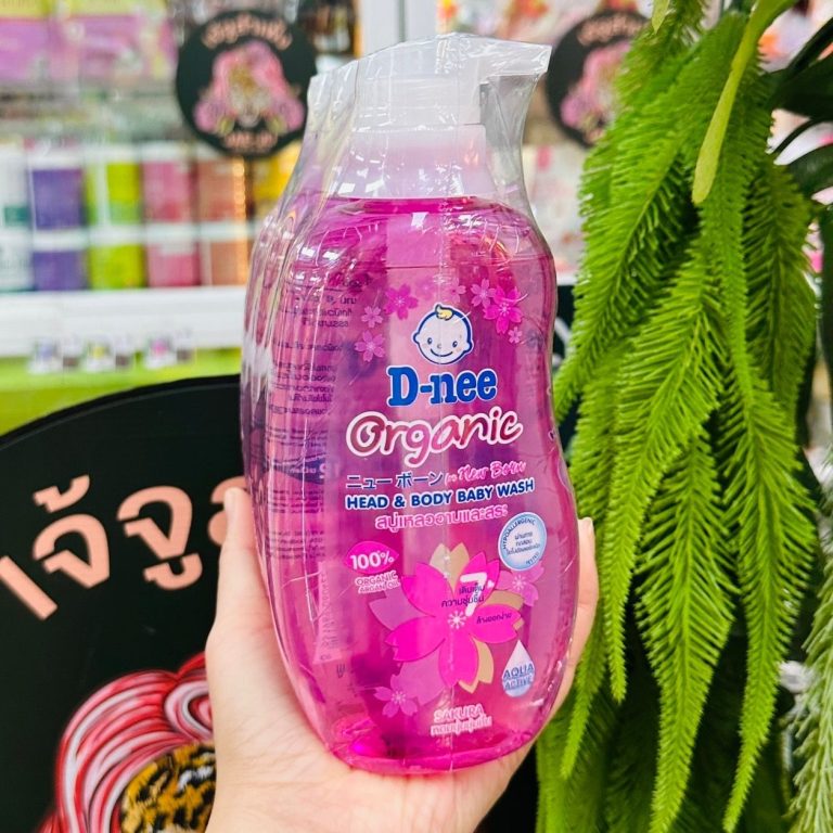 D-nee organic head&body baby wash ดีนี่ ออร์แกนิค ออลเวย์ แฮปปี้ เฮด แอนด์ บอดี้ วอช อาบและสระ สีชมพู 380ml.x3pcs - NO.1sakuraสีชมพู