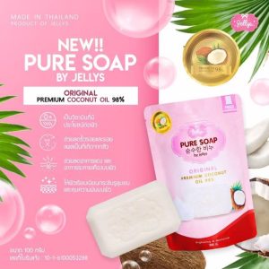 Pure soap by Jellys Glutathion สบู่ทำความสะอาดผิวหน้า และผิวกาย สบู่เพียว เจลลี่