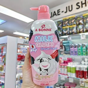 A bonne milk gluta shower cream เอ บอนเน่ มิลค์ กลูต้า วิป ซาวเวอร์ ครีม 450ml.