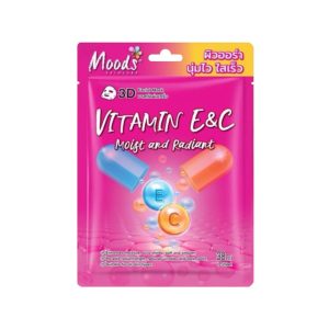 MO060E Moods vitamin e&c moist and radiant 3d facial mask มูดส์ มาส์ค วิตามิน อีแอนด์ซี 38mlx10pcs