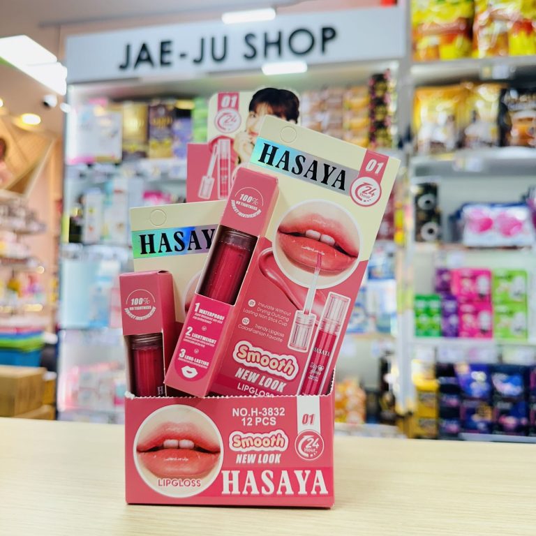 H-3832 Hasaya smooth lipgloss ฮาซาย่า เกิร์ล ลิปกลอส 5mlx12pcs - NO.1Waterproof