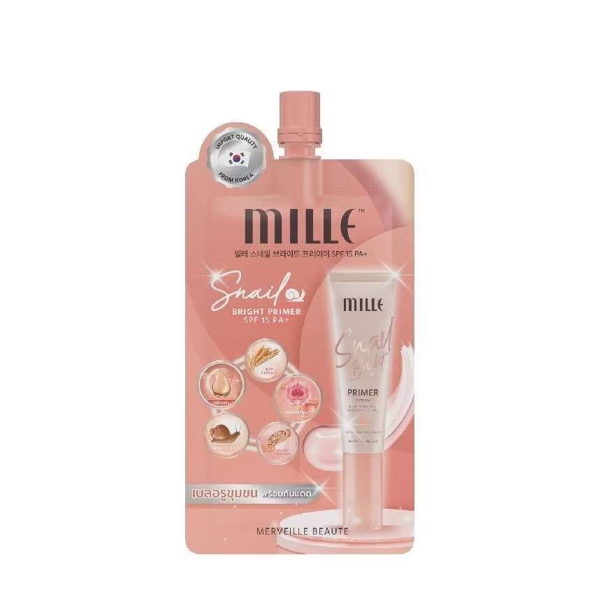 MILLE Snail Primer SPF15 PA+ มิลเล่ สเนล ไบร์ท ไพร์เมอร์ เอสพีเอฟ15 พีเอ+ 6gx6pcs - Image 8