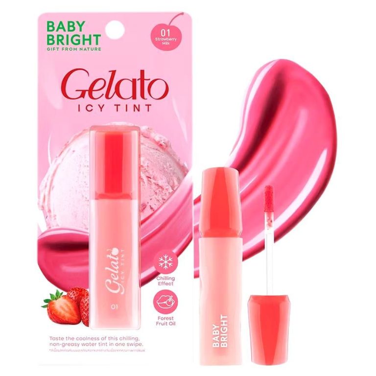 Baby Bright  gelato icy tint 3g เบบี้ไบร์ท เจลาโต้ไอซี่ทินท์ - NO.1Strawberry milk