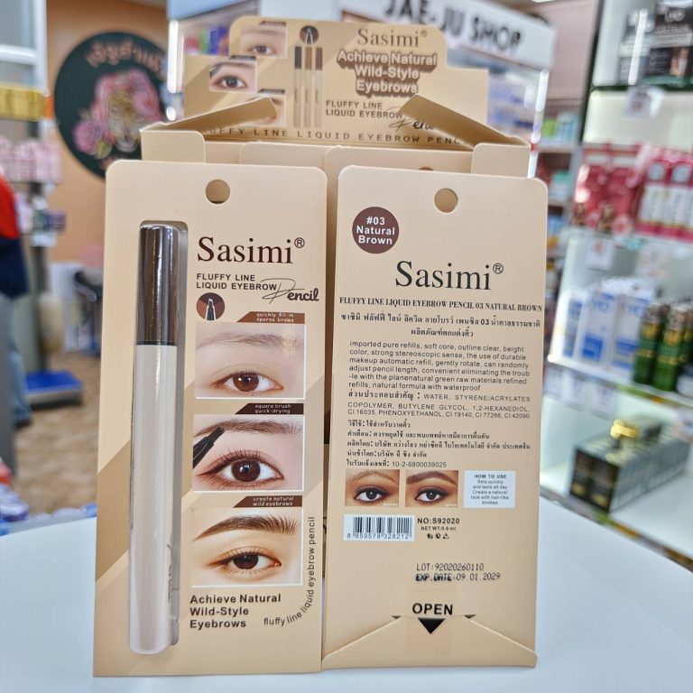 S92020  Sasimi fluffy line liquid eyebrow pencil ซาซิมิ ฟลัฟฟี่ ไลน์ ลิควิด อายโบรว์ เพนซิล 0.6ml. - 03.Natural brown