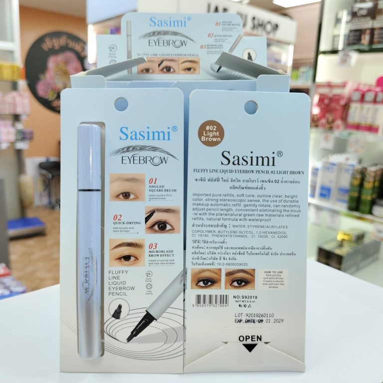 S92018 Sasimi fluffy line liquid eyebrow pencil ซาซิมิ ฟลัฟฟี่ ไลน์ ลิควิด อายโบรว์ เพนซิล 0.6ml. - 02.Light brown