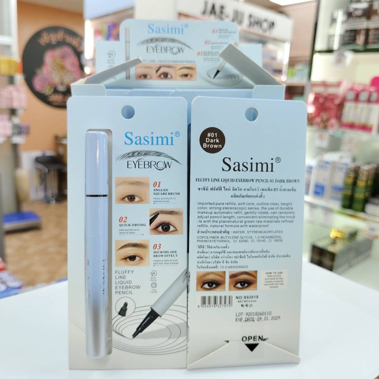S92018 Sasimi fluffy line liquid eyebrow pencil ซาซิมิ ฟลัฟฟี่ ไลน์ ลิควิด อายโบรว์ เพนซิล 0.6ml. - 01.Dark brown