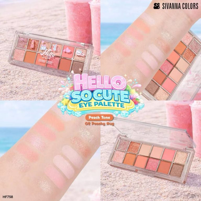 Sivanna colors hello so cute eye palette ซีเวนน่า คัลเลอร์ ฮัลโล โซ คิวท์ อาย พาเลท 1.6x12g. - 02.Peachy hug