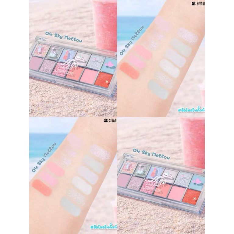 Sivanna colors hello so cute eye palette ซีเวนน่า คัลเลอร์ ฮัลโล โซ คิวท์ อาย พาเลท 1.6x12g. - 04. Sky Mellow