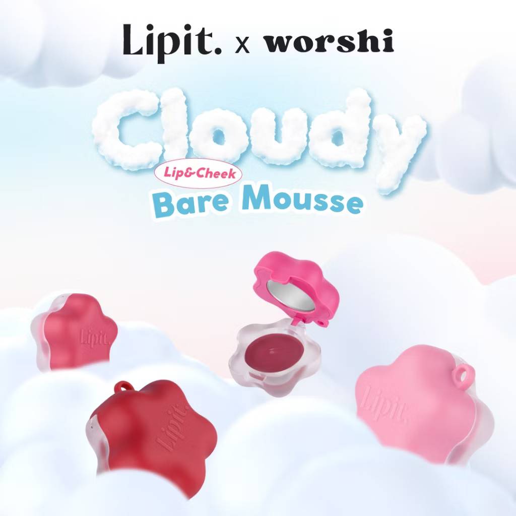 Lipit.x worshi cloudy lip&cheek bare mousse ลิปอิท เอ็กซ์วอชิ เคลาดี้ลิปแอนด์ชีคแบร์มูส 4.5g