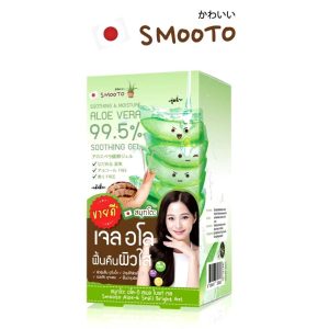 Smooto soothing&moisture aloe vera 99.5% soothing gel. สมูทโตะ อโล-อี สเนล ไบร์ท เจล 50g.x4pcs