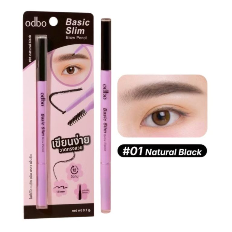OD7021-01 odbo basic slim brow pencil โอดีบีโอ เบสิค สลิม บราว เพ็นซิล 0.1g - 01.Natural black