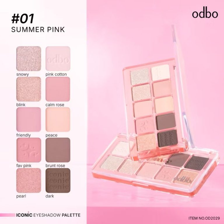 OD2029 odbo iconic eyeshadow palette โอดีบีโด ไอโคนิค อายแชโดว์ 7g. - 01.Summer pink