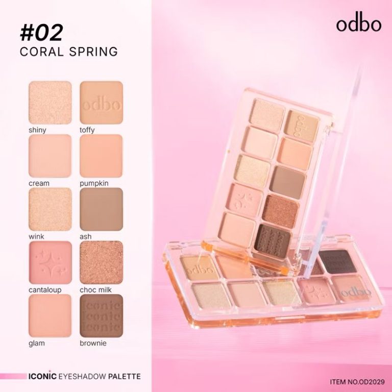 OD2029 odbo iconic eyeshadow palette โอดีบีโด ไอโคนิค อายแชโดว์ 7g. - 02.Coral spring